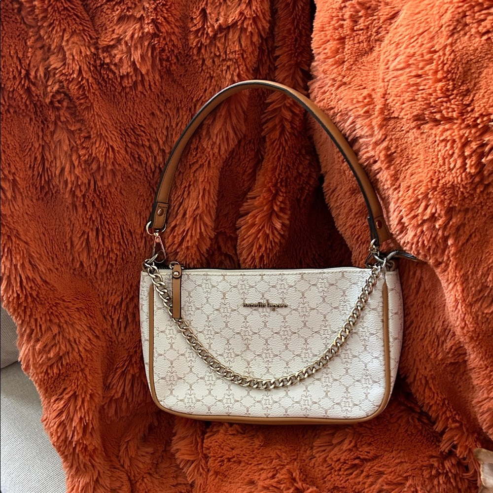 Nanette Lepore Cream Shoulder Bag with Chain Accent